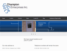 Tablet Screenshot of champion-ent.com